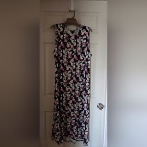 J. Jill Black Floral Maxi Dress XL